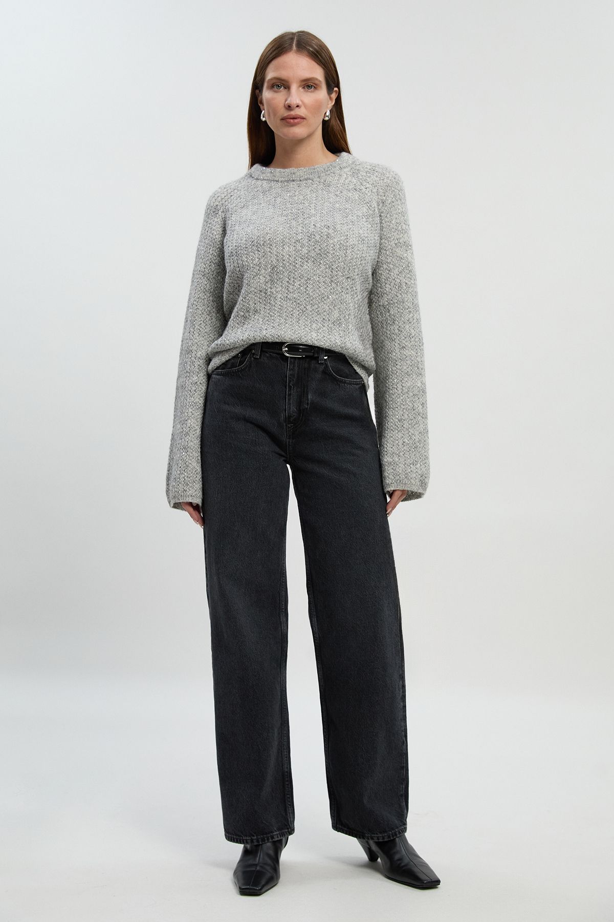 KarenMillen Sequin Knit Tie Bow Jumper