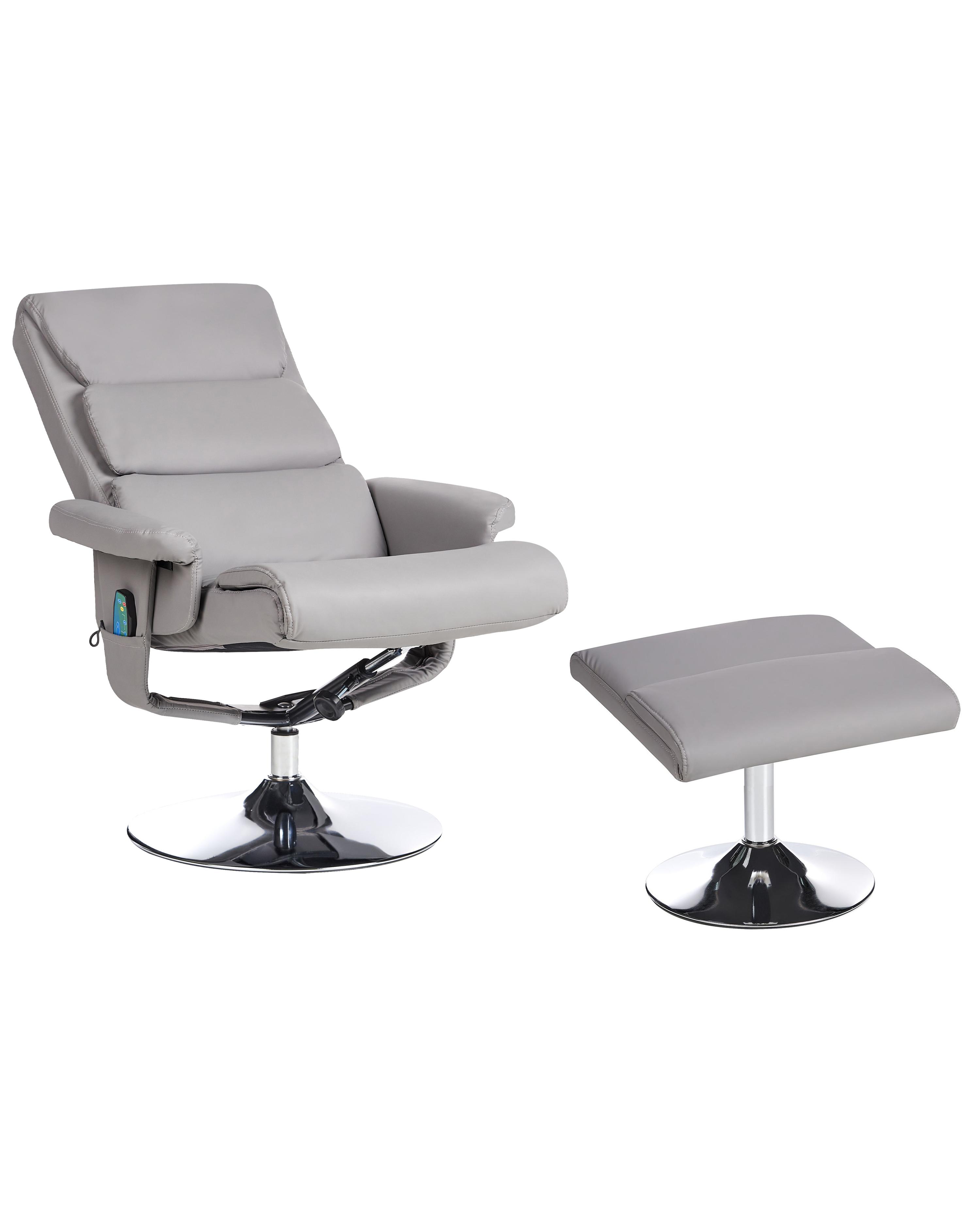 Massage Chair LEGEND with Footstool Faux Leather Grey