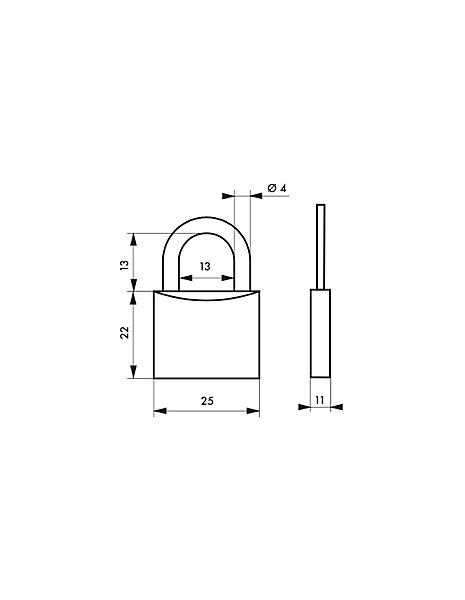 Cadenas à clé Type 1, bagage, anse acier, 25mm, 2 clés - THIRARD