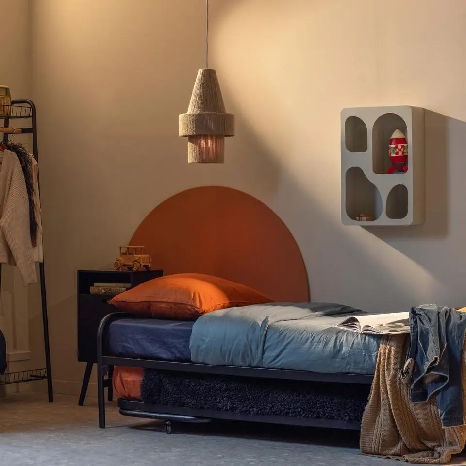 WOOOD Lucy Eenpersoonsbed - Metaal - Zwart - 57x95x206