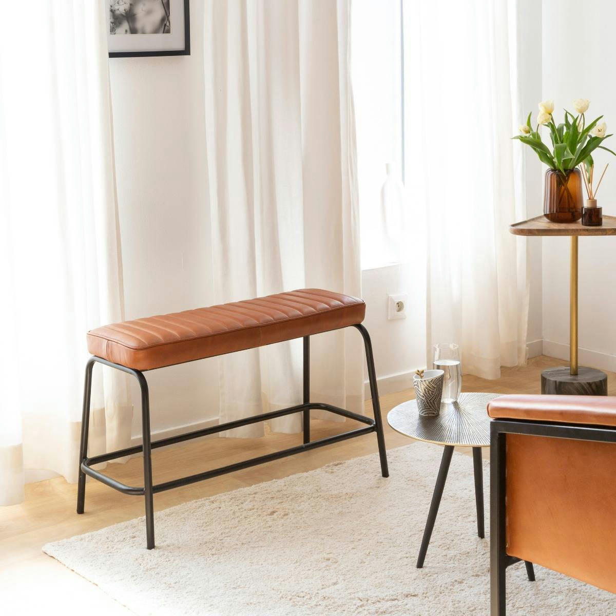 LUCIEN - Banc en métal marron 75 cm