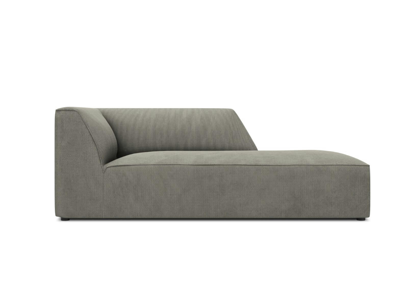 RUBY - Méridienne droite 1 place en tissu velours côtelé gris clair