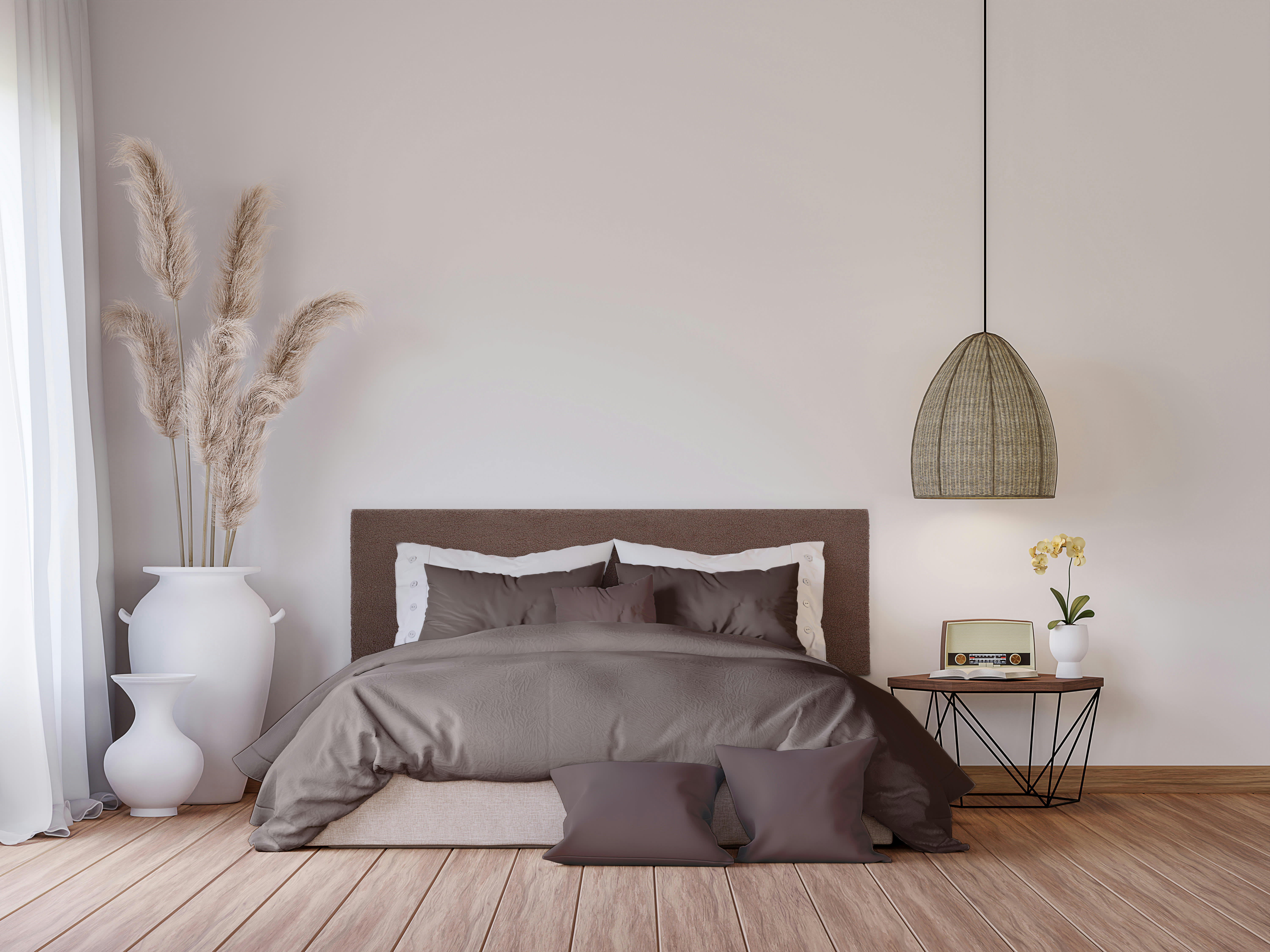 BILLIE PANDA - Tête de lit tapissée en tissu teddy marron 145x52cm