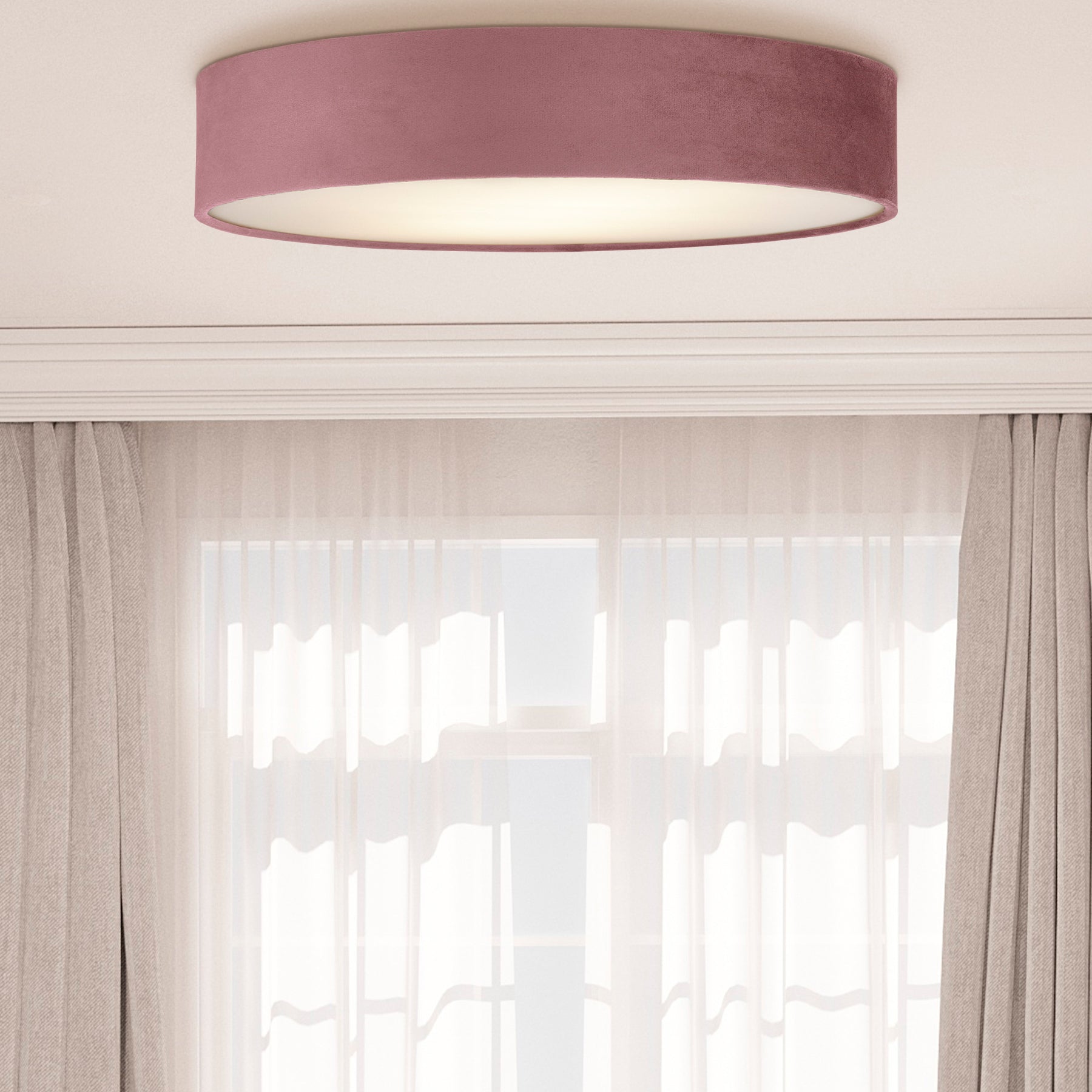 Searchlight Drum Plafondlamp 3-lichts - Pink Velvet