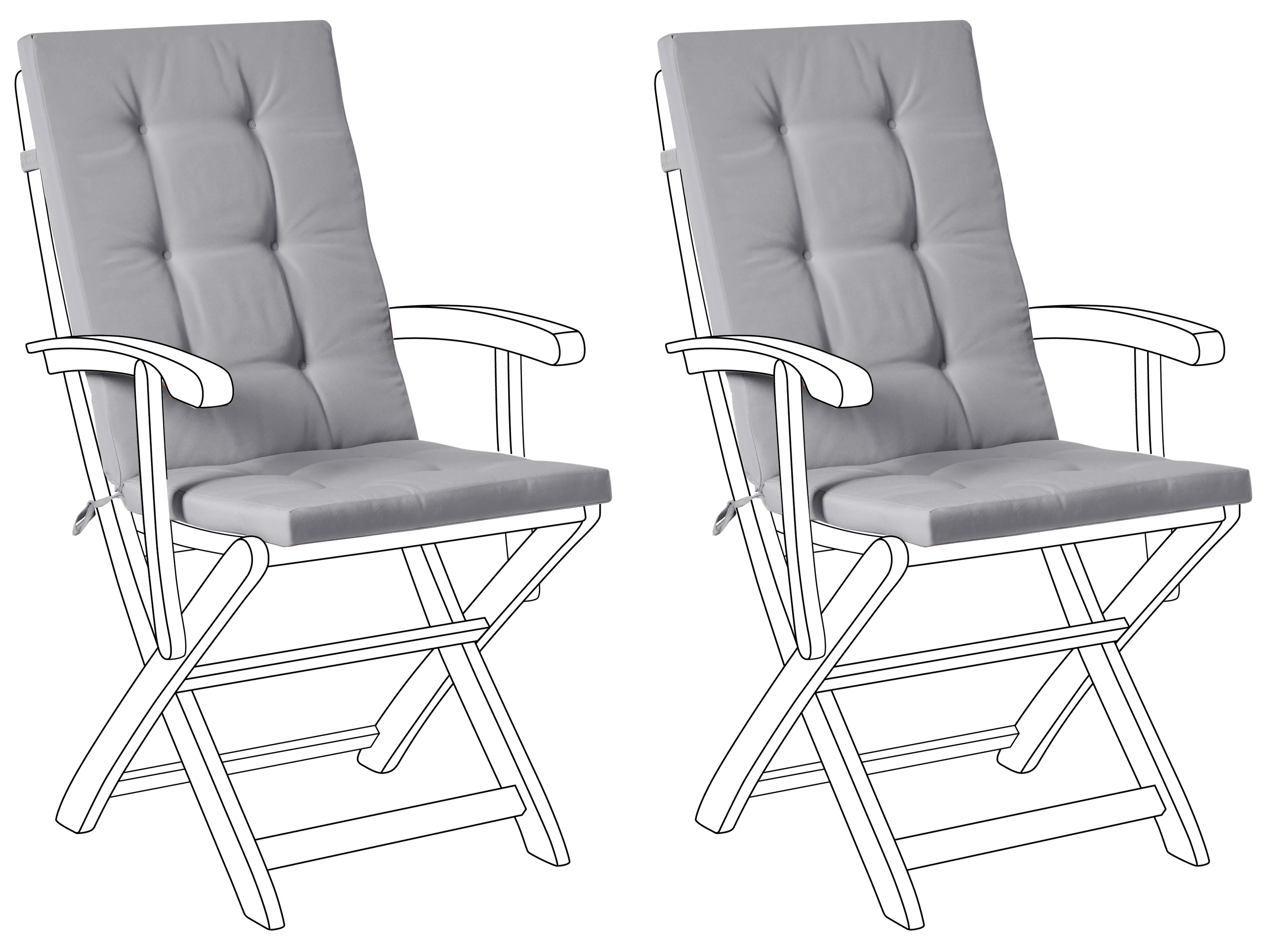 Set of 2 Back/Seat Cushions MAUI PREMIUM Light Grey