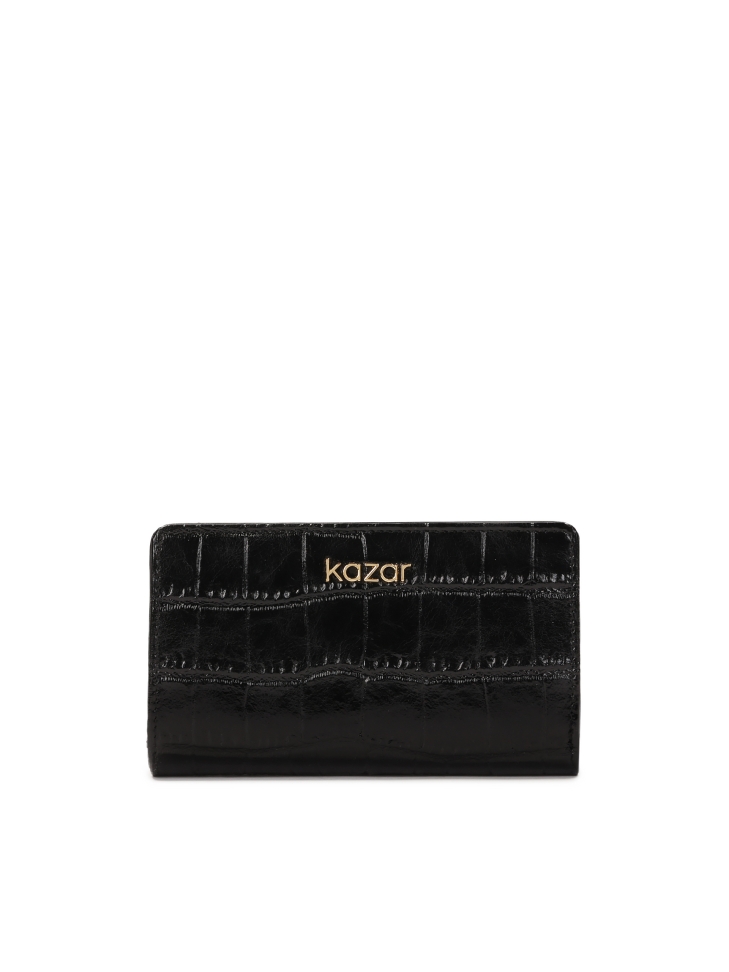 Black embossed leather wallet
