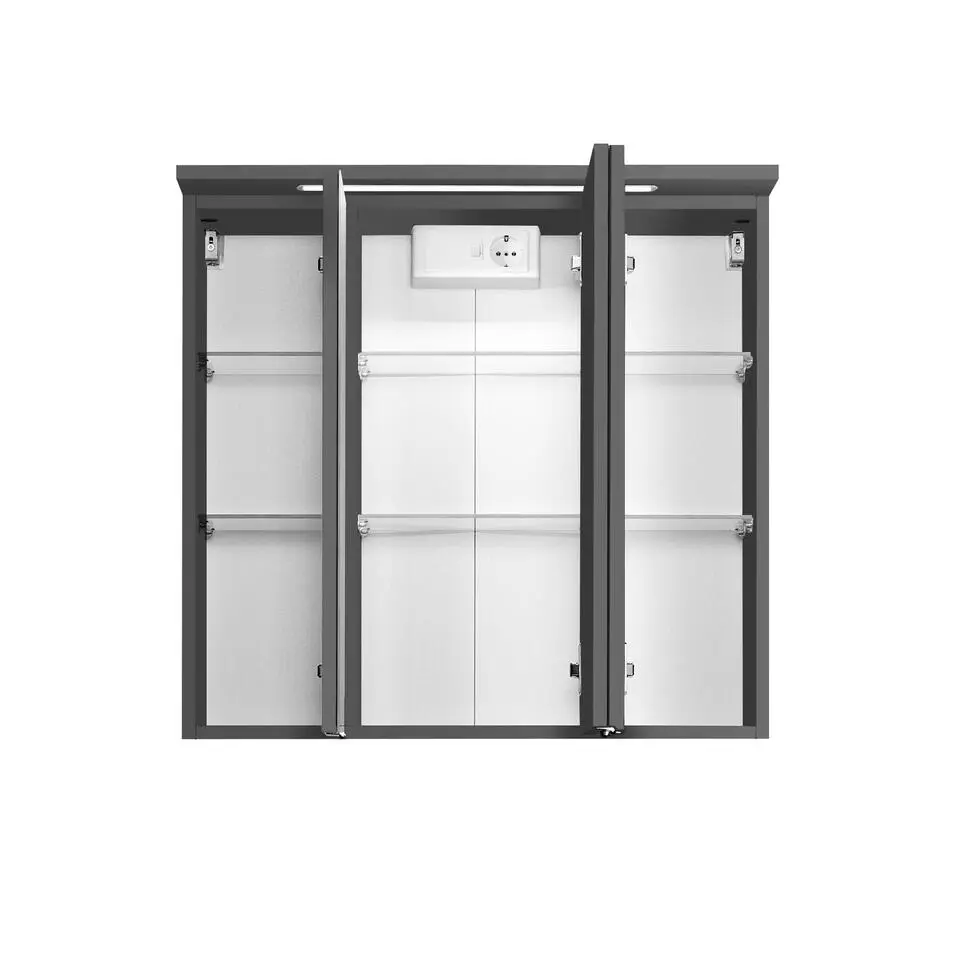 Spiegelkast Bobbi 70cm model 1 3 deuren & ledverlichting - grafiet