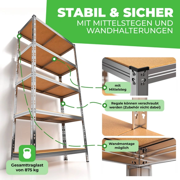 Schwerlast-Steckregal »Thomas«, 2er-Set, BxHxT: 90 x 180 x 40 cm, Metall