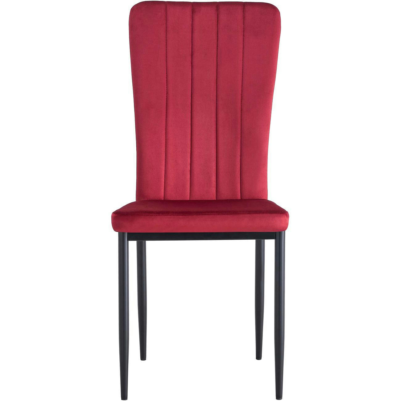 CLARA - Lot de 4 - Chaise assise velours rouge pieds metal