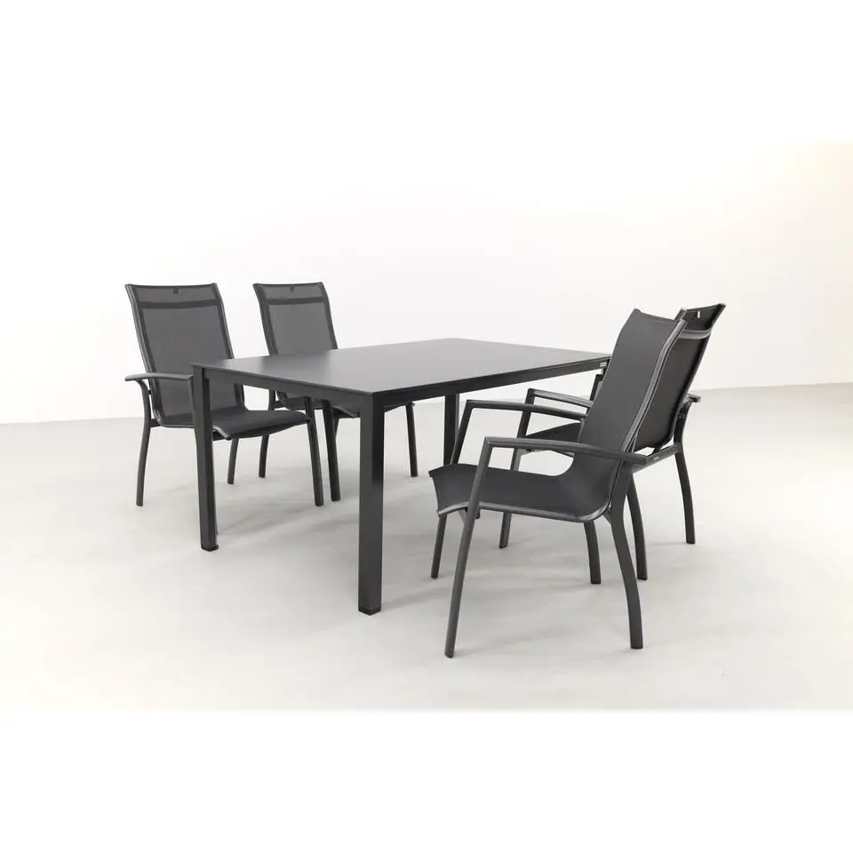 Kettler Legato Curve/Cubic stapelbare aluminium tuinset 160x95 cm. - Antraciet