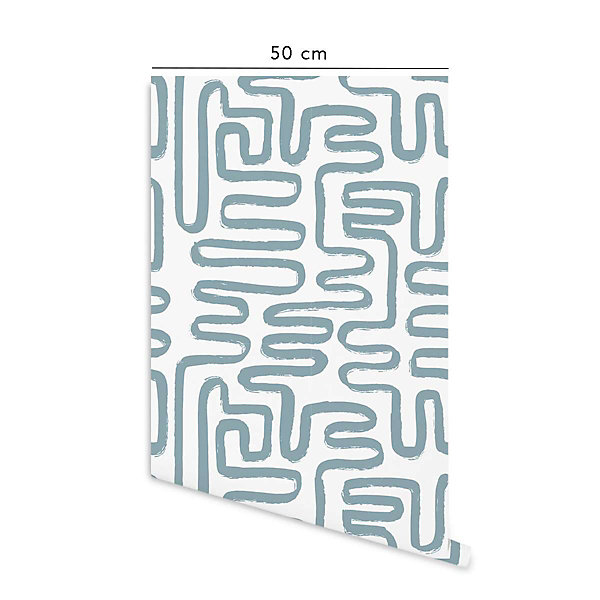 Papier peint adhésif jardin zen bleu en vinyle lavable et amovible - 1 rouleau 50x300 cm - Decochic
