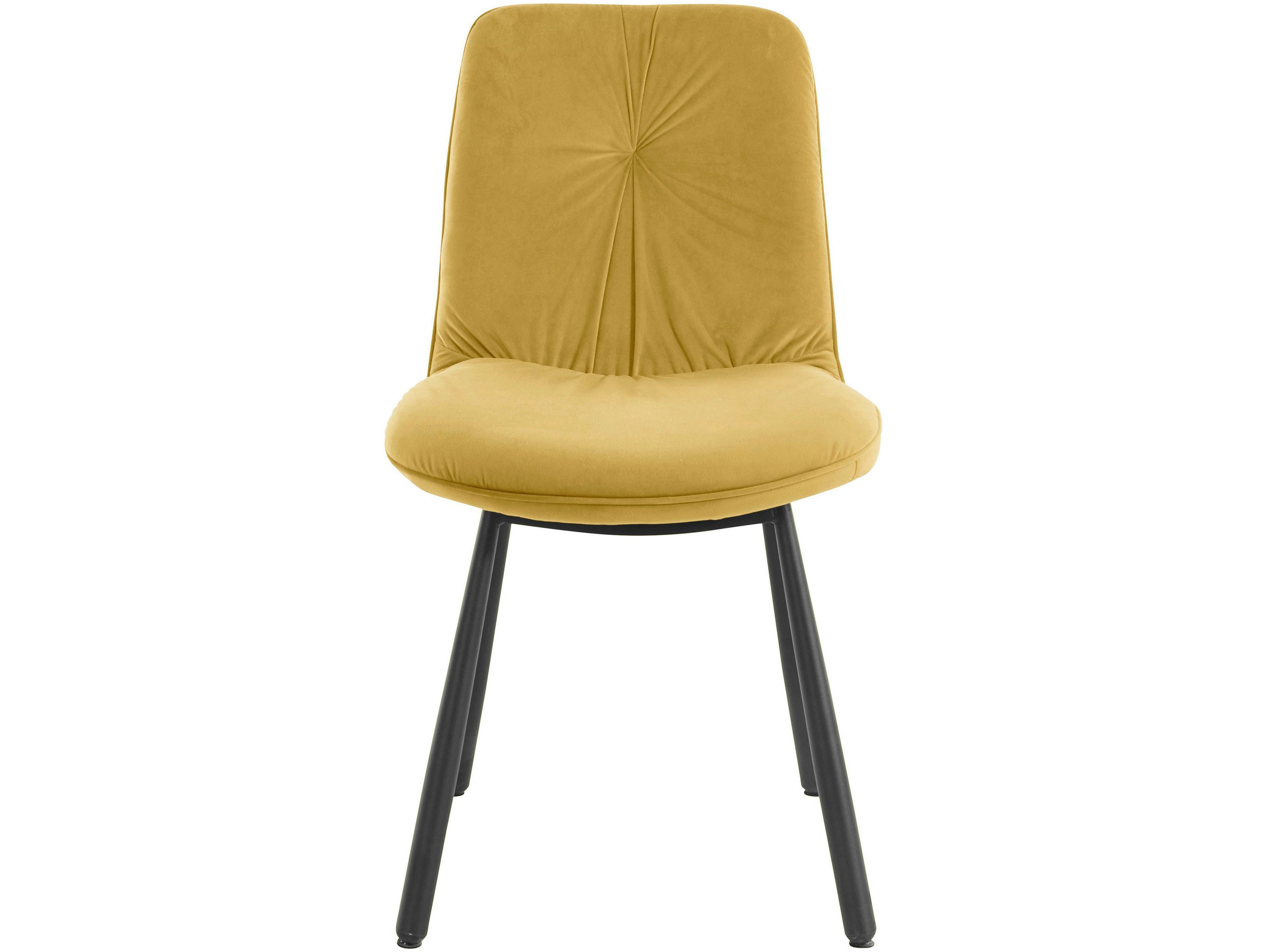 MERYL - Lot de 2 chaises de salle à manger rembourrées en velours jaune