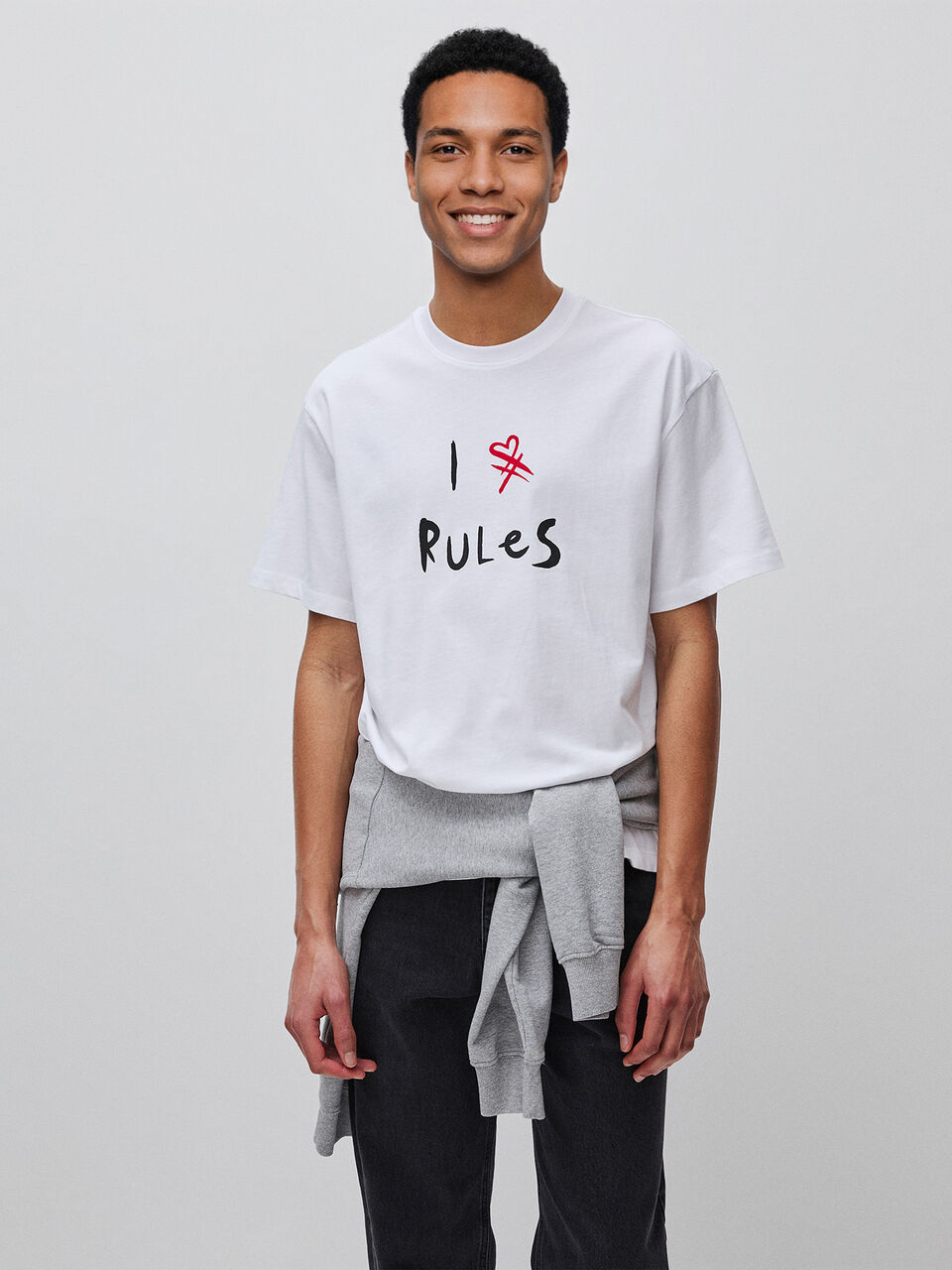 T-shirt with slogan print in organic cotton