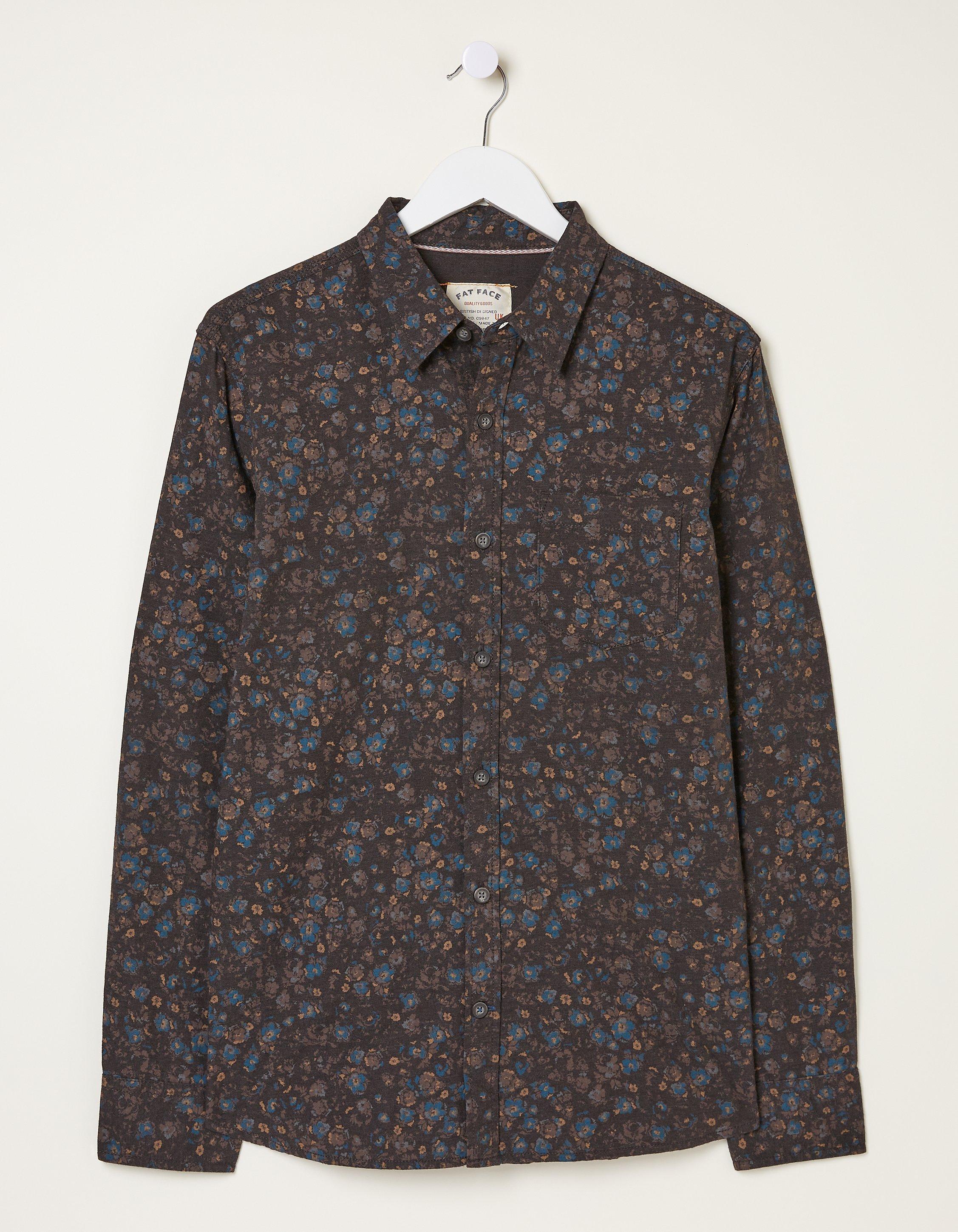 Long Sleeve Painted Floral Print Shirt