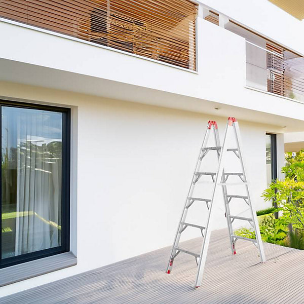 Escabeau pliable télescopique tubulaire 1.8M 5 marches