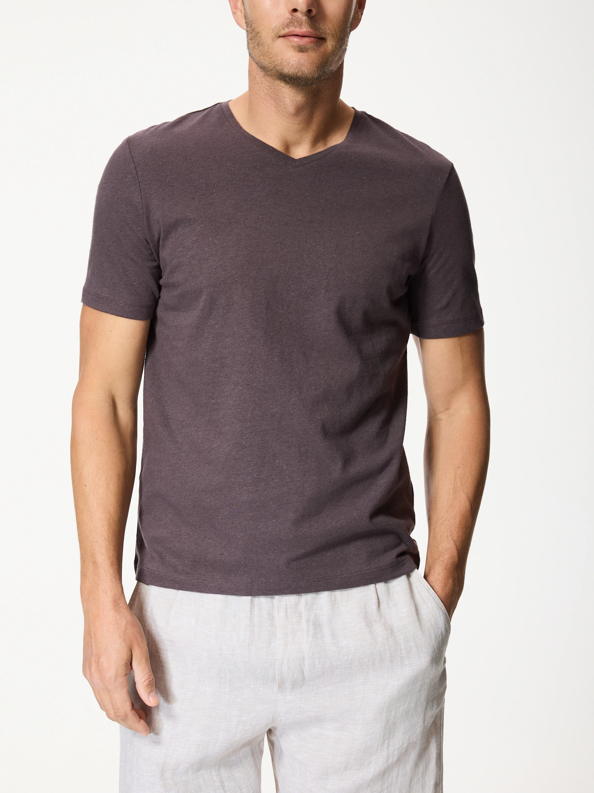 T-shirt regular fit z lnem