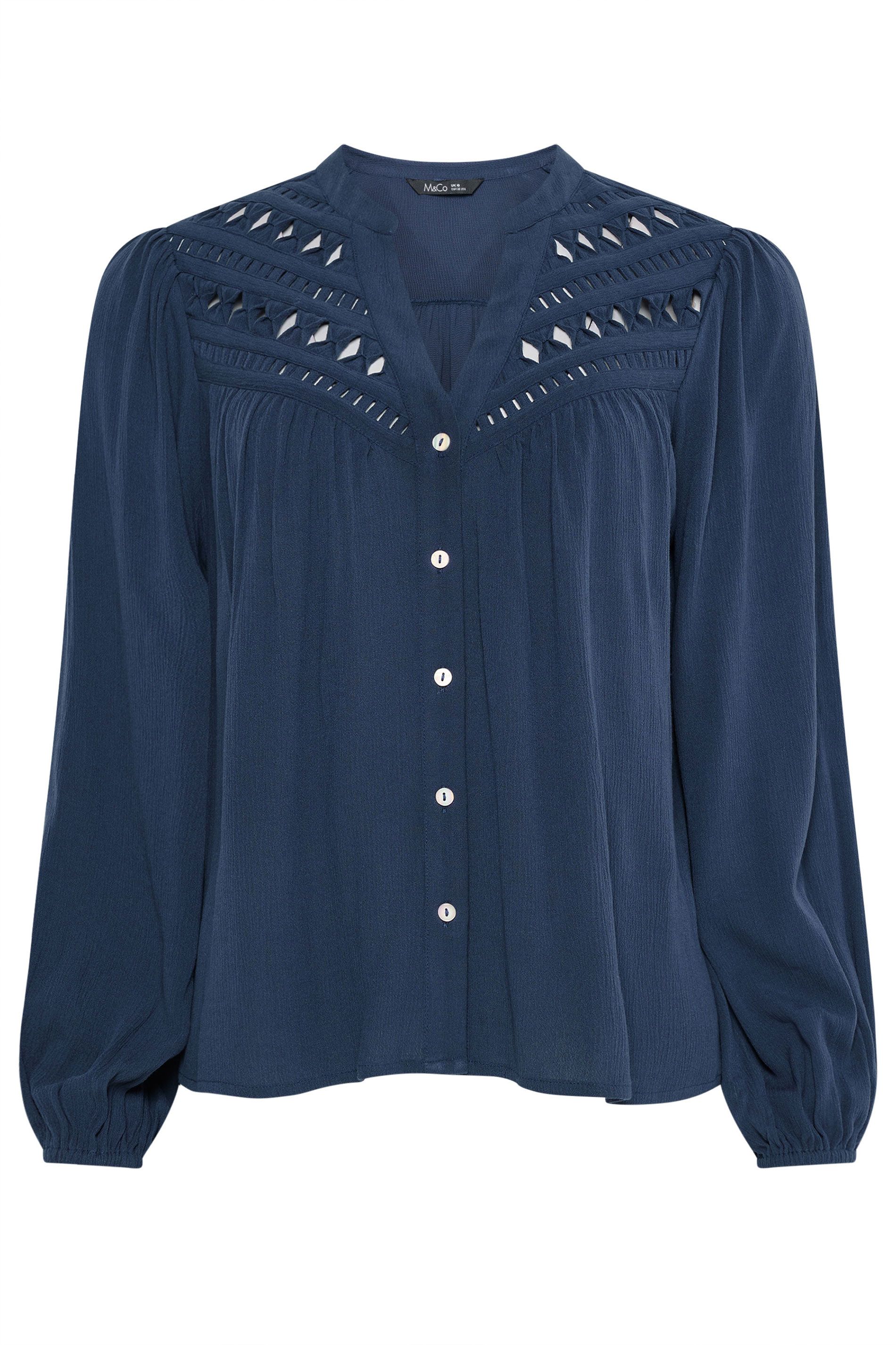 M&Co Crochet Button Up Blouse