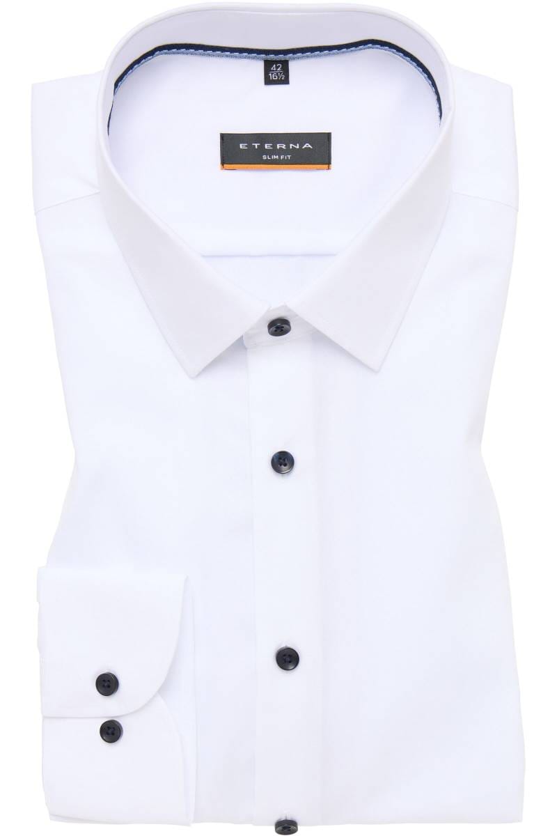 ETERNA Slim Fit Hemd weiss, Einfarbig