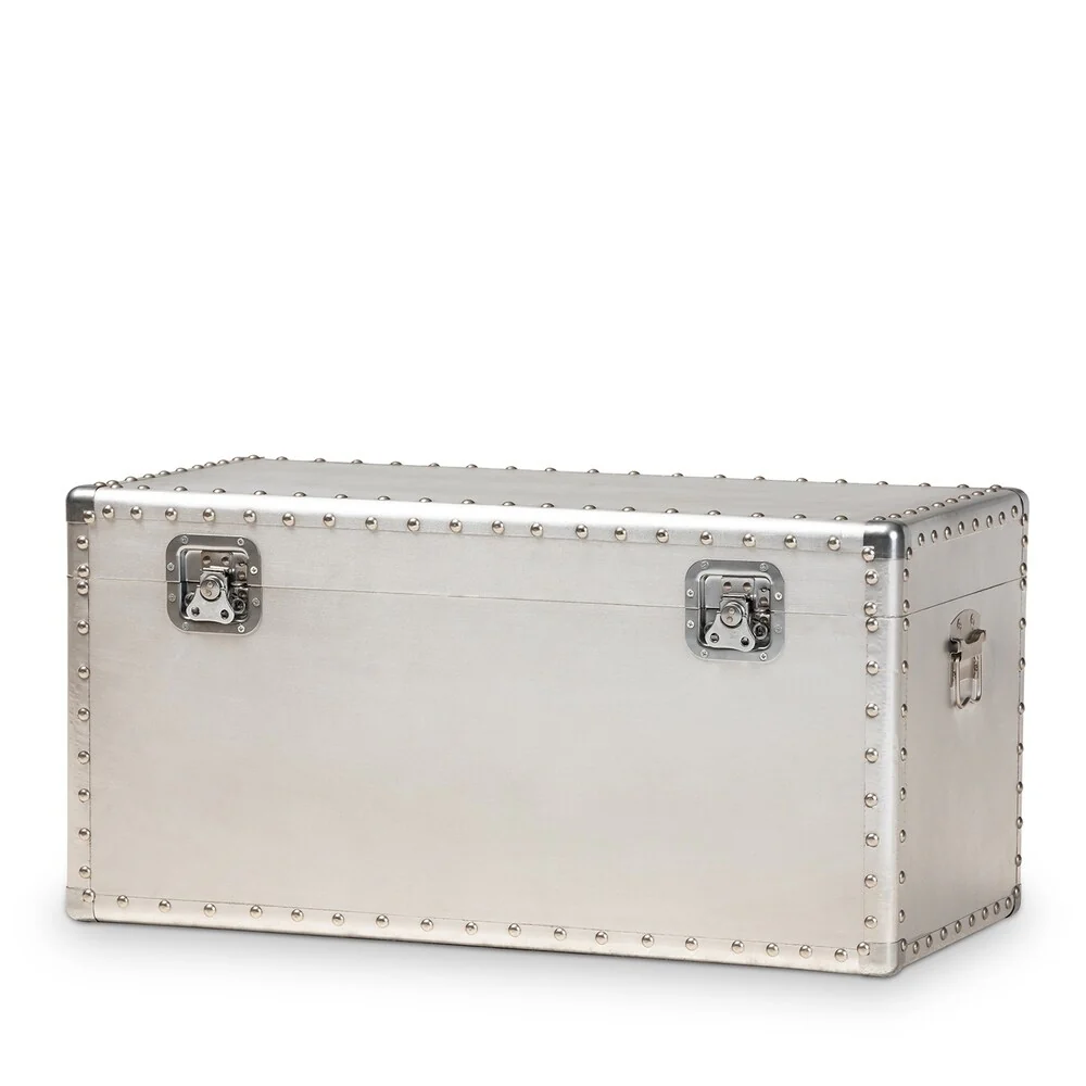 Carbon Loft Rameses French Industrial Silver Metal Storage Trunk