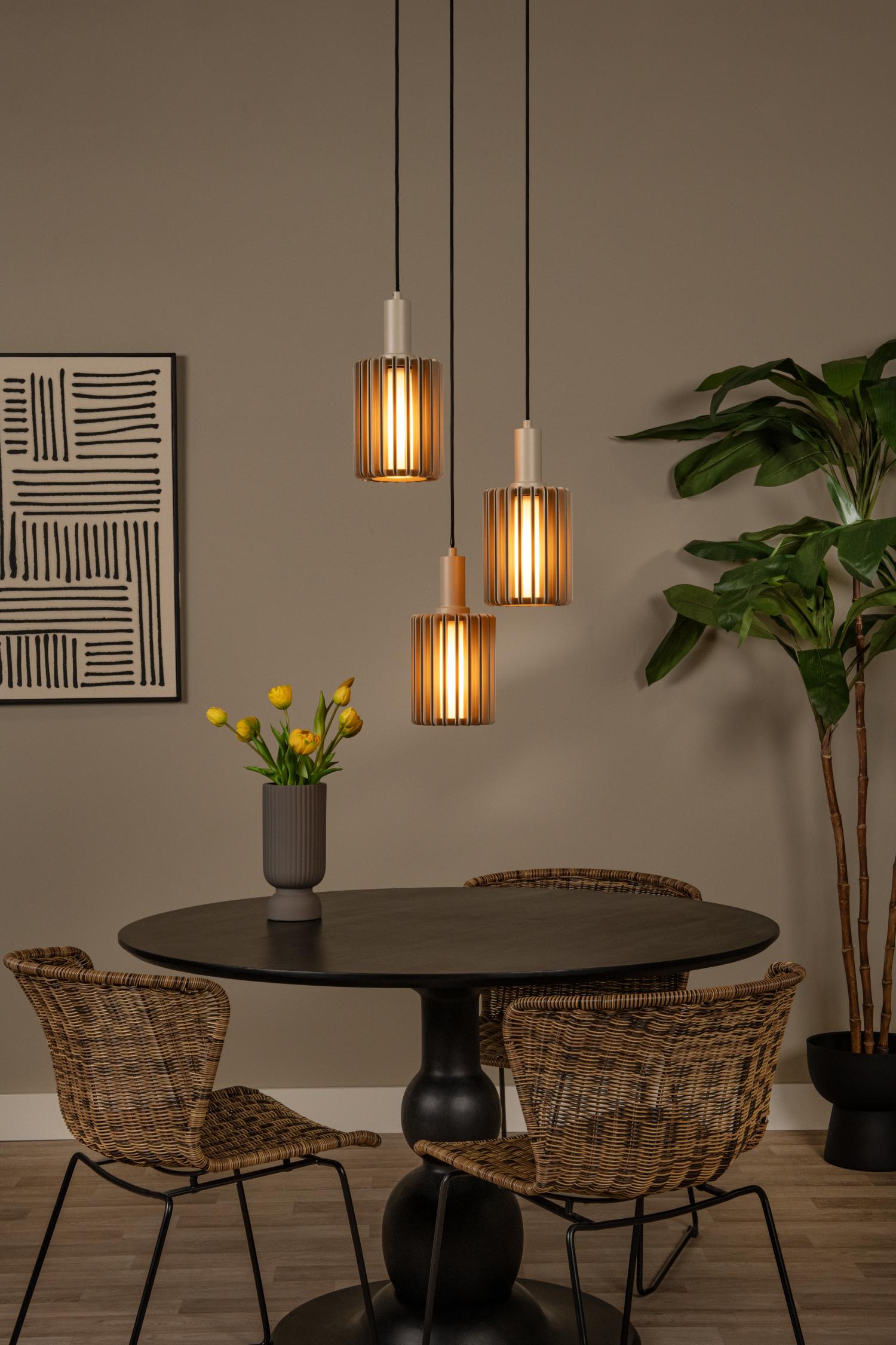 Lucide hanglamp LAMBRES - 3xE27 - Taupe