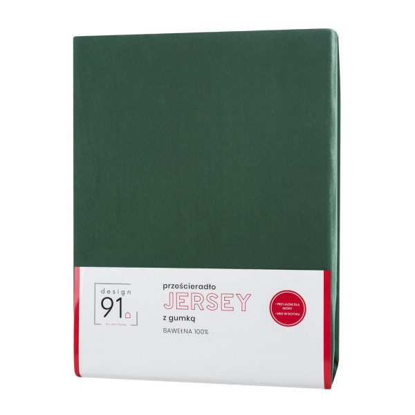Prześcieradło jersey z gumką 90x200 zielone ciemne 125 g/m2
