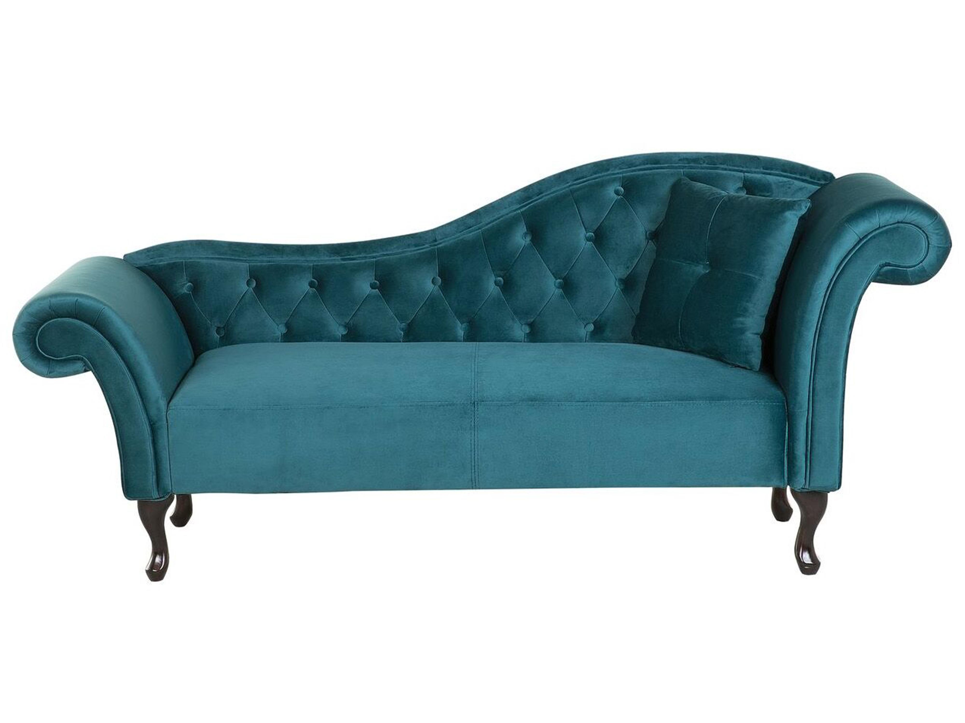 Left-Hand Chaise Longue LATTES Velvet Teal