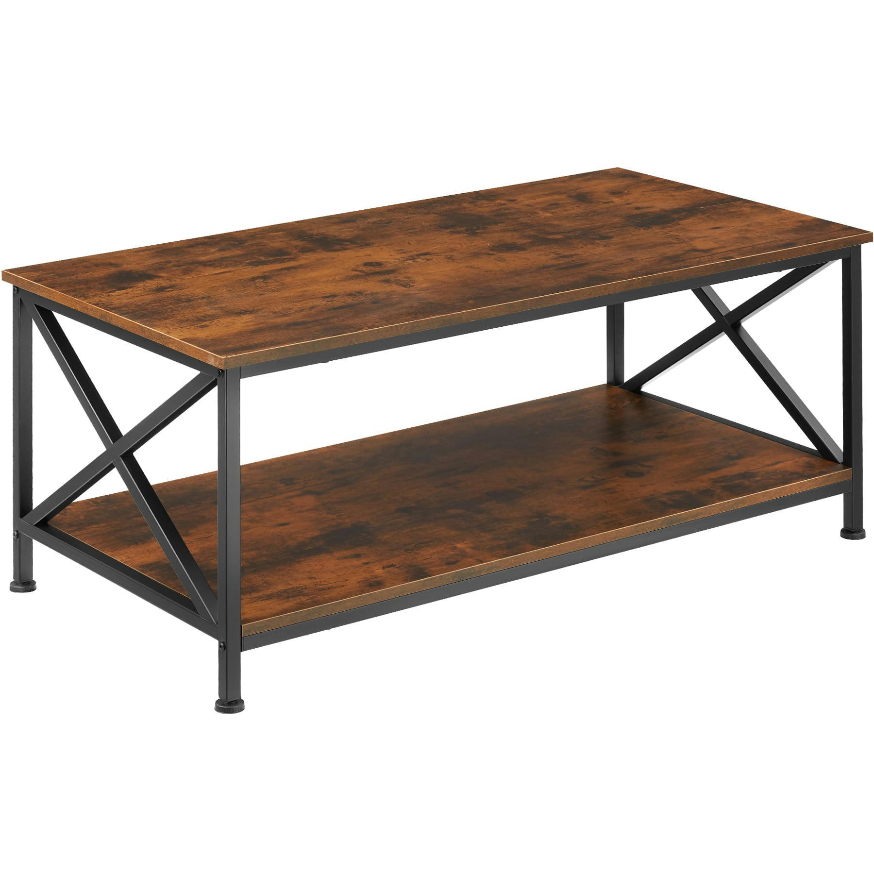 - Table basse pittsburgh 100x55x45.5cm bois foncé industriel