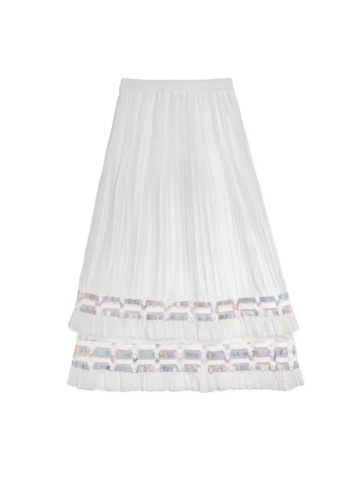 Lace-trimmed pleated mesh skirt - 26SRK226U