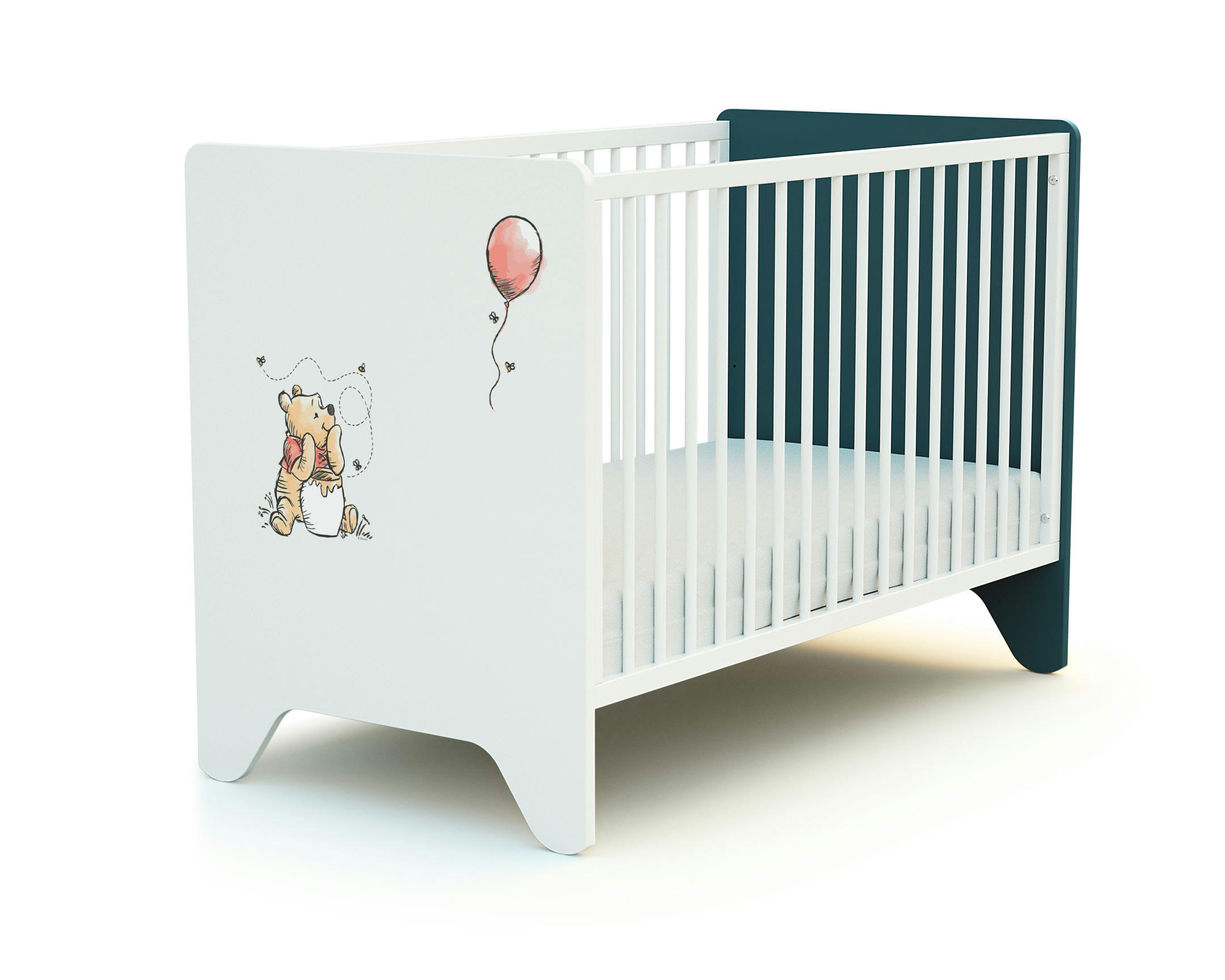 DISNEY - Duo lit bébé et commode bleu canard