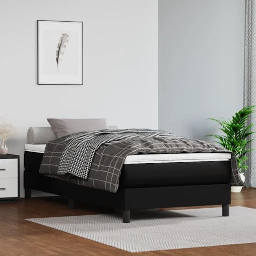 NNEVL Box Spring Bed Frame Black 100x200 cm Faux Leather