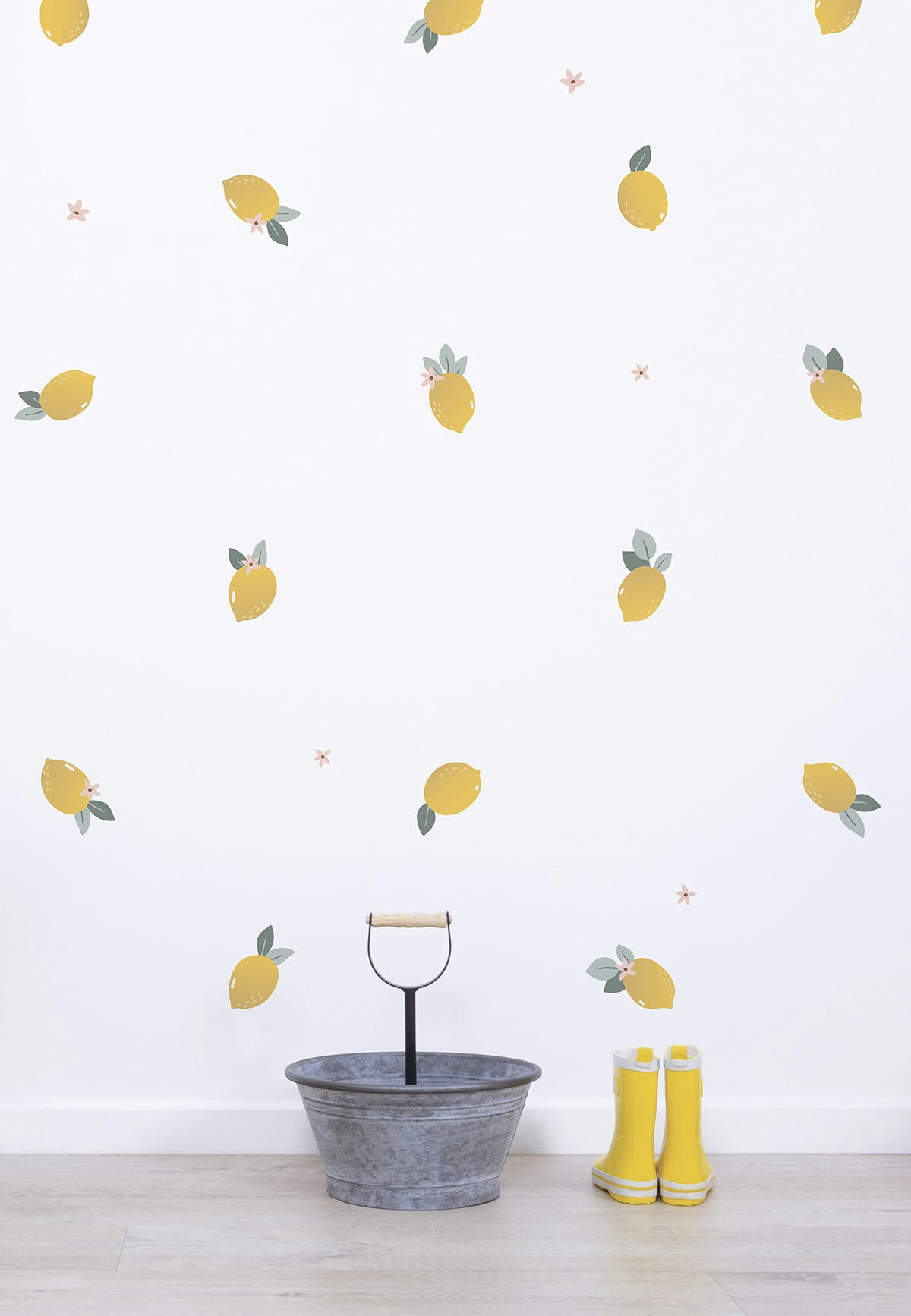 LOUISE - Stickers muraux les citrons en vinyle mat jaune