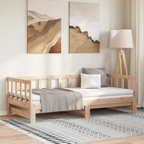Łóżko Drewniane Rozsuwane Drewniane Ze Stelażem Brązowe 2x(80x200) cm