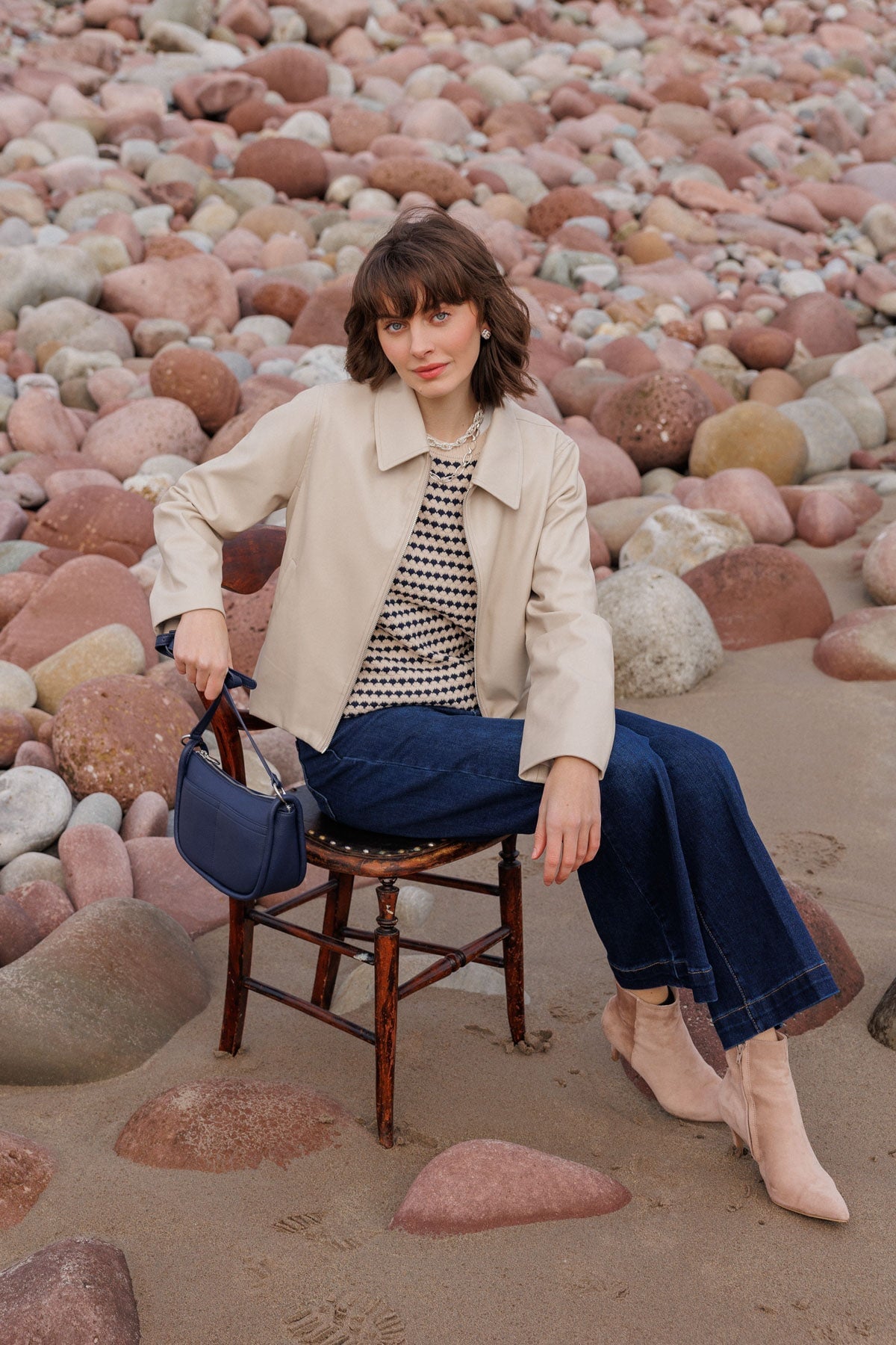 Cream Faux Leather Jacket