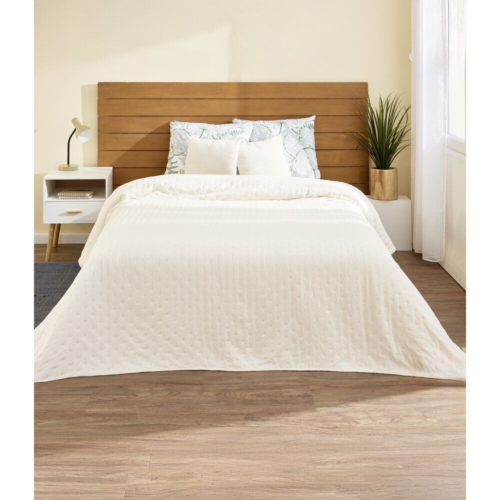 Couvre lit 2 personnes micro lavée beige 220x240cm