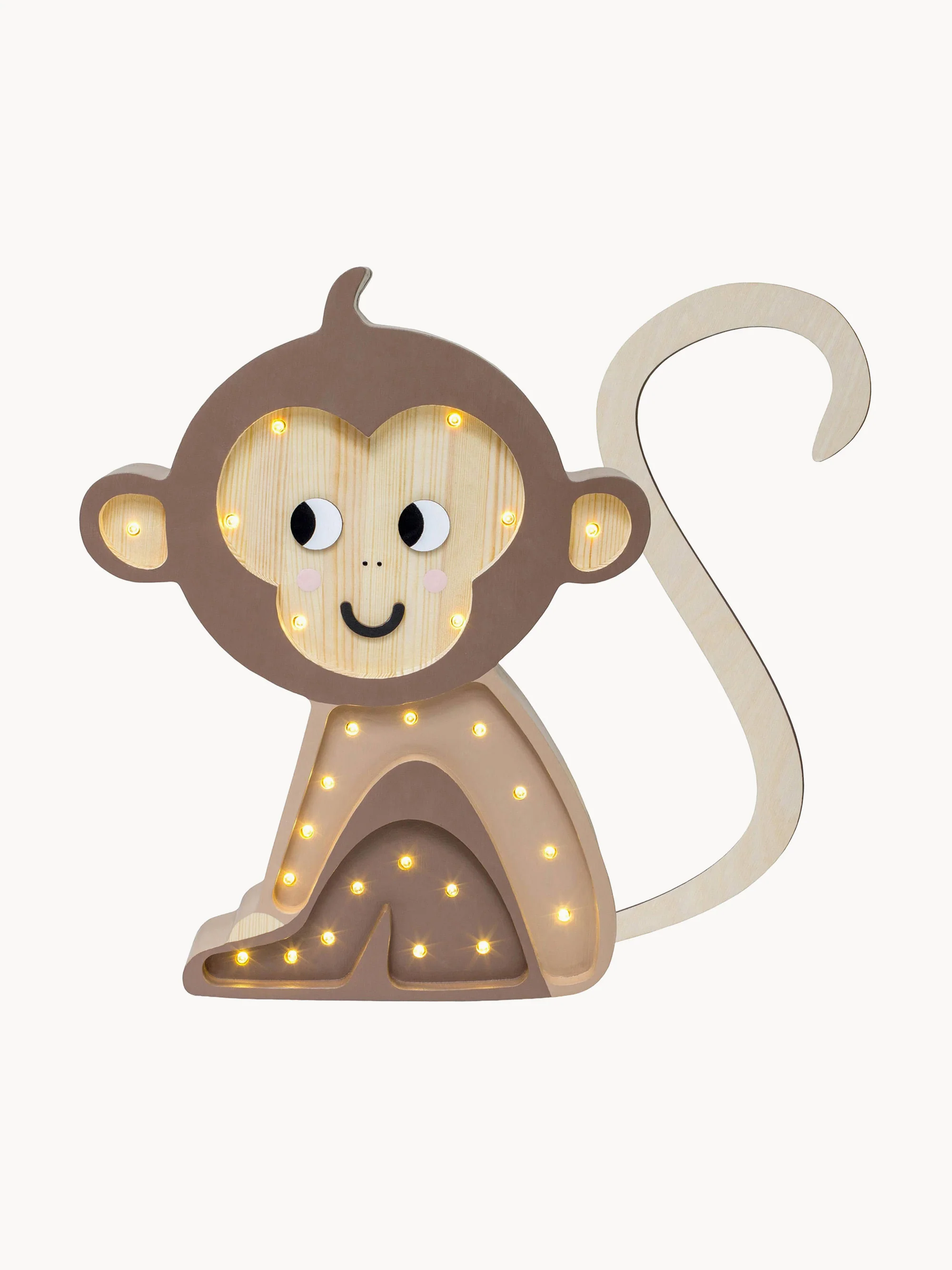 Handgefertigte LED-Kinderzimmerlampe Monkey mit Timerfunktion und Fernbedienung, dimmbar