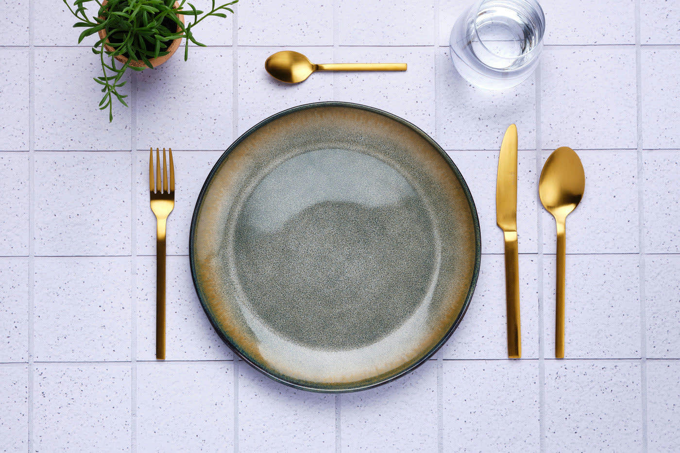 NUDE - Lot de 24 couverts de table en inox or