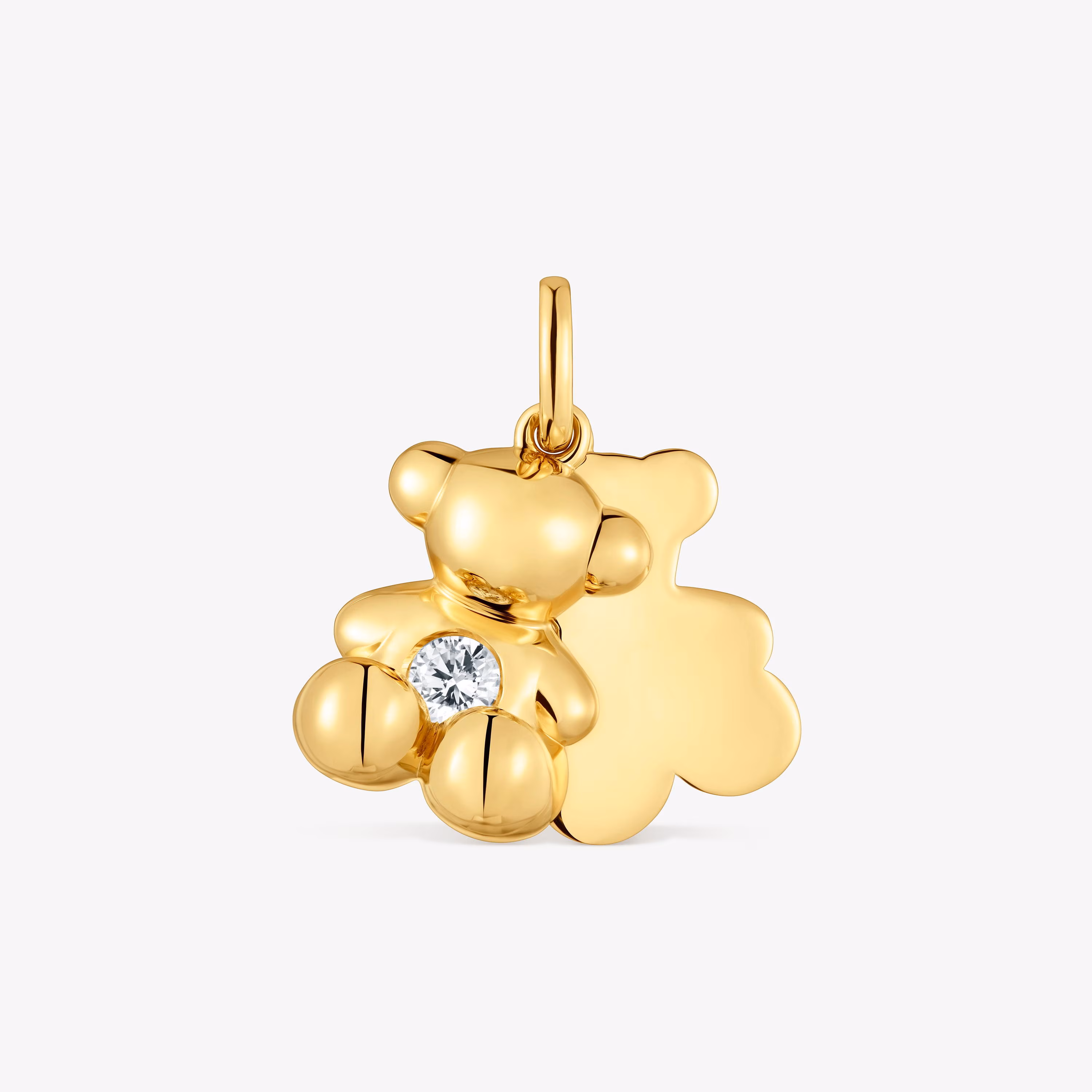 Colgante doble oso con baño de oro 18 kt sobre plata y diamante creado en laboratorio Bold Bear