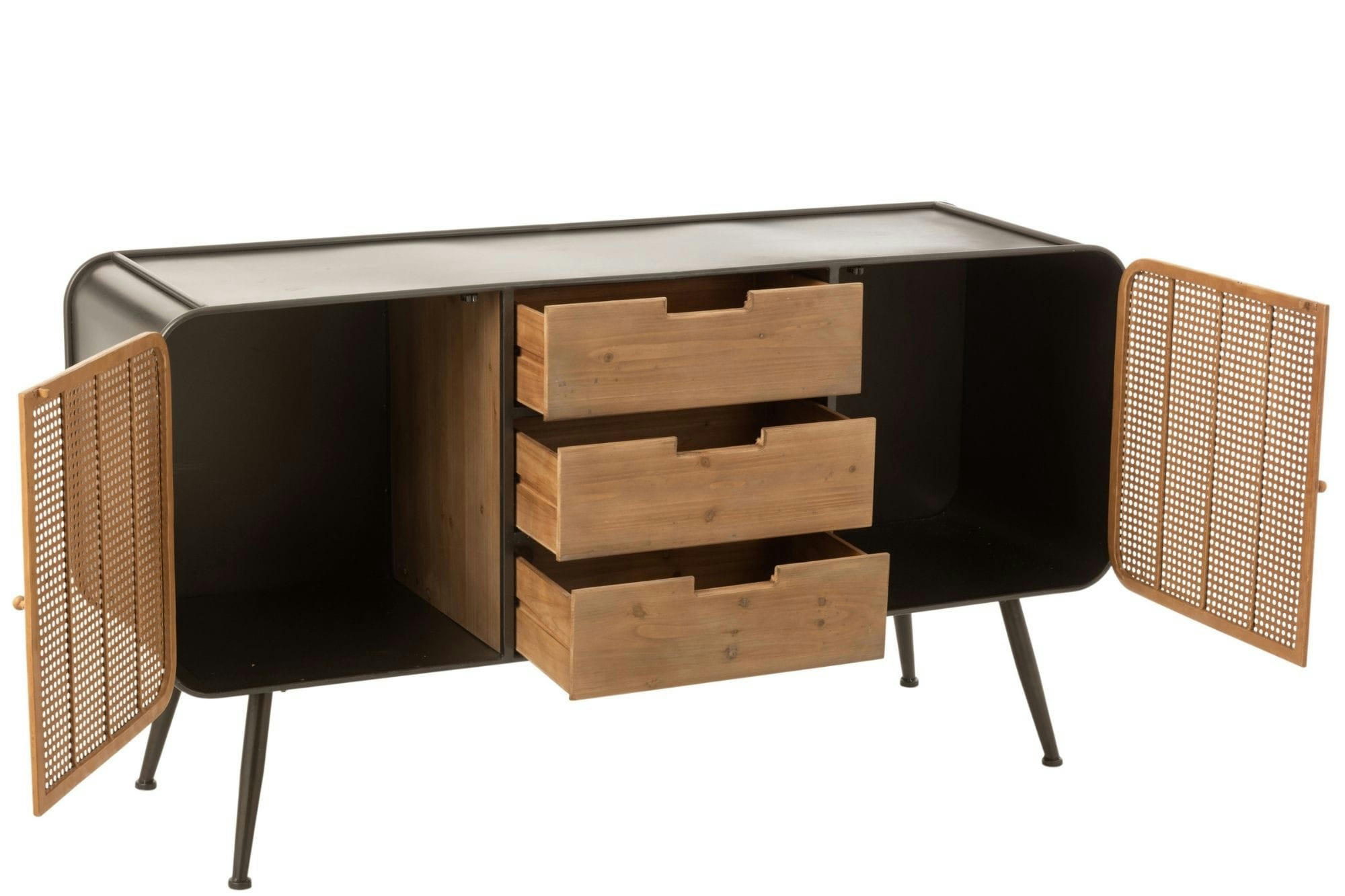 DETROIT - Buffet bas en métal  2 portes et 3 tiroirs L145