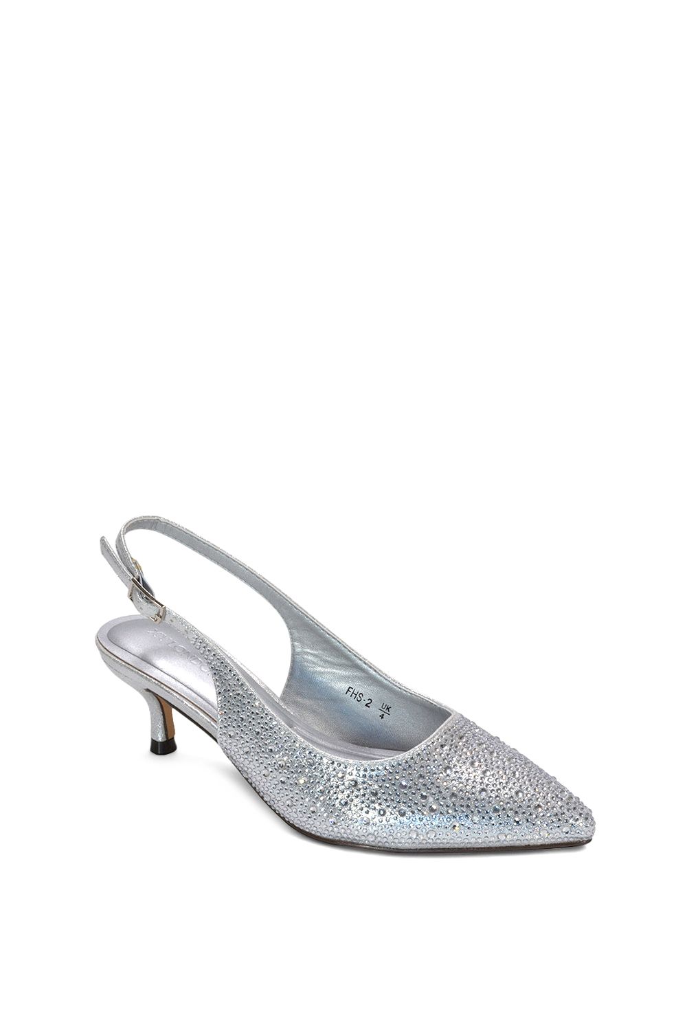 XY London Enya' Pointed Slingback Heels With Crystal Details