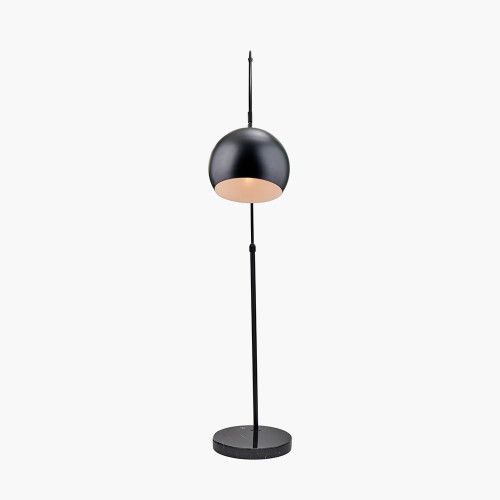 Ruma Matt Black Metal and Black Marble Floor Lamp