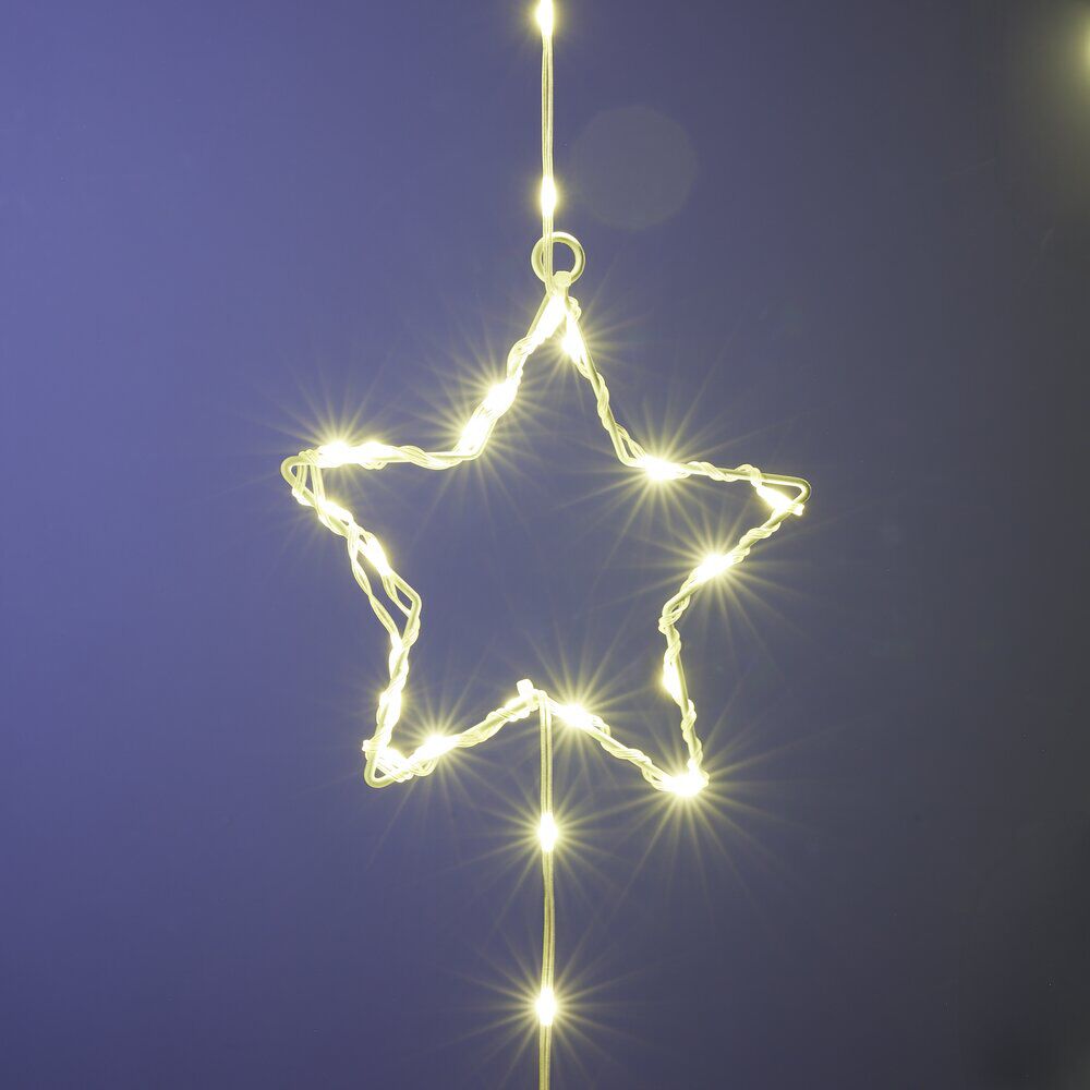 Rideau de No&euml;l lumineux 240LED pluie d'étoiles blanc chaud L620cm