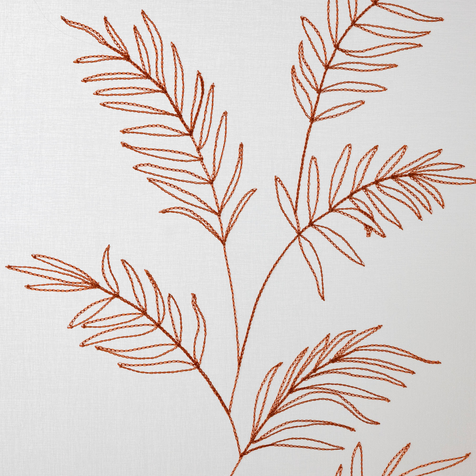 Vitrage voile brodé grandes feuilles - la paire