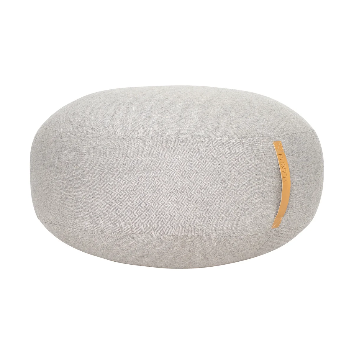 Hübsch Interior - Pouf mit Ledergriff, Ø 70 x H 35 cm, grau