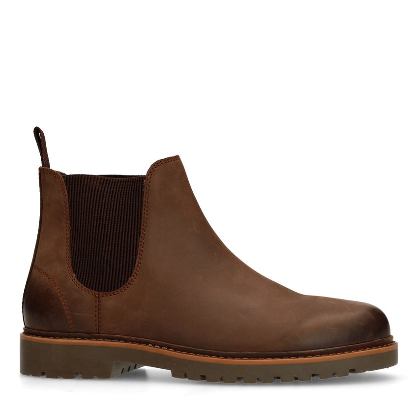 Manfield Bruine nubuck chelsea boots