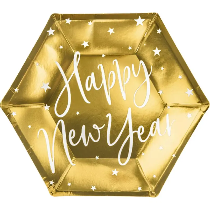Flacher Teller 6er-Set Happy New Year