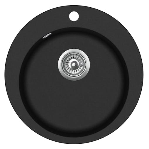 NNEVL Granite Kitchen Sink Single Basin Round Black