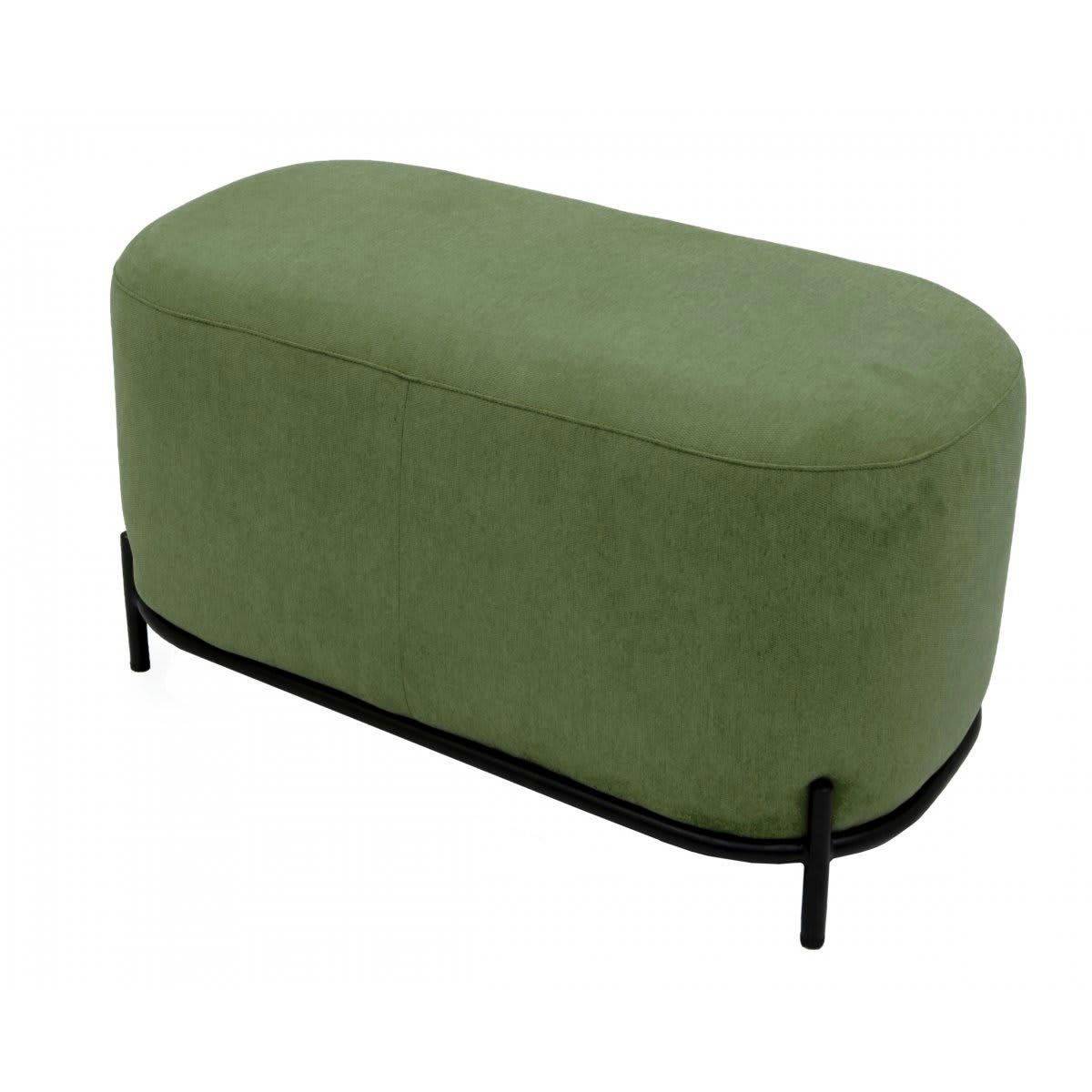 FOLIO - Grand pouf rond en tissu pieds métal vert
