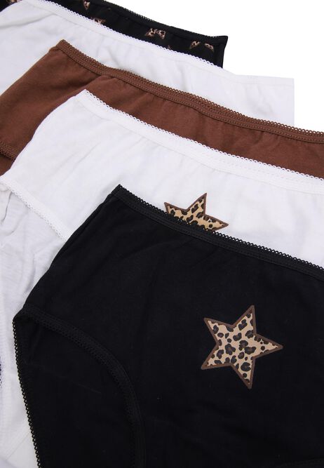 Older Girls 5pk Black Star Briefs