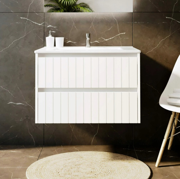 KOMPLET Zestaw Mebli Łazienkowych 3 Elementy MDF BIAŁY LINE