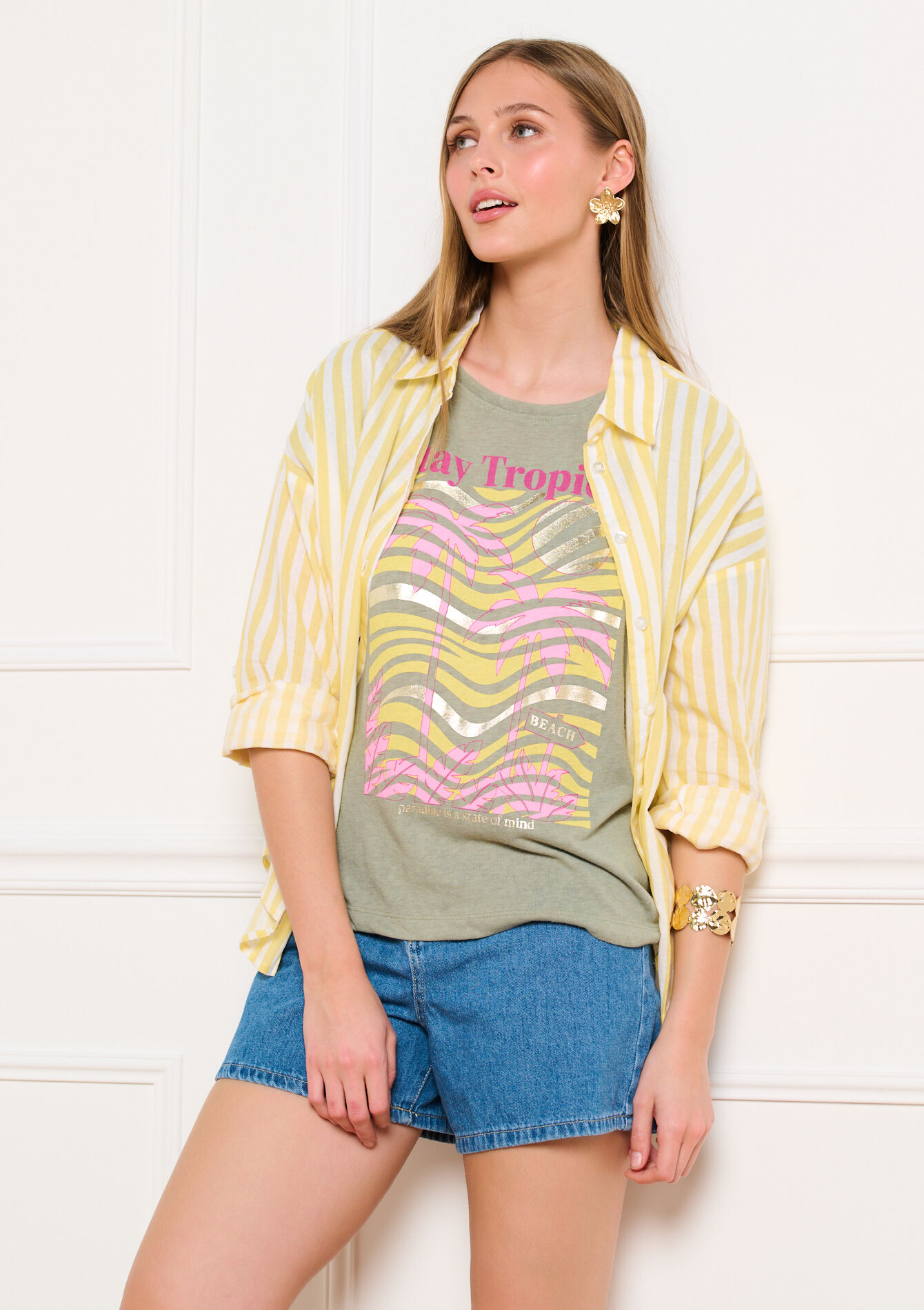 T-shirt met zomerse print